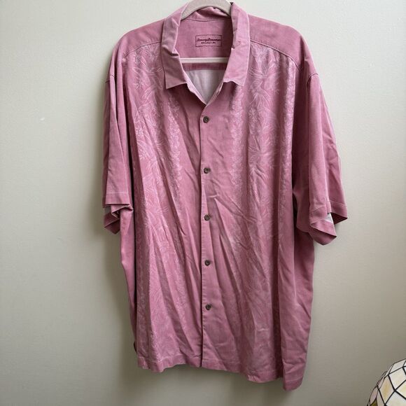 Tommy Bahama 100% Silk Lei Riveria Hawaiian Shirt PINK Men's Size 3XL - Picture 1 of 5